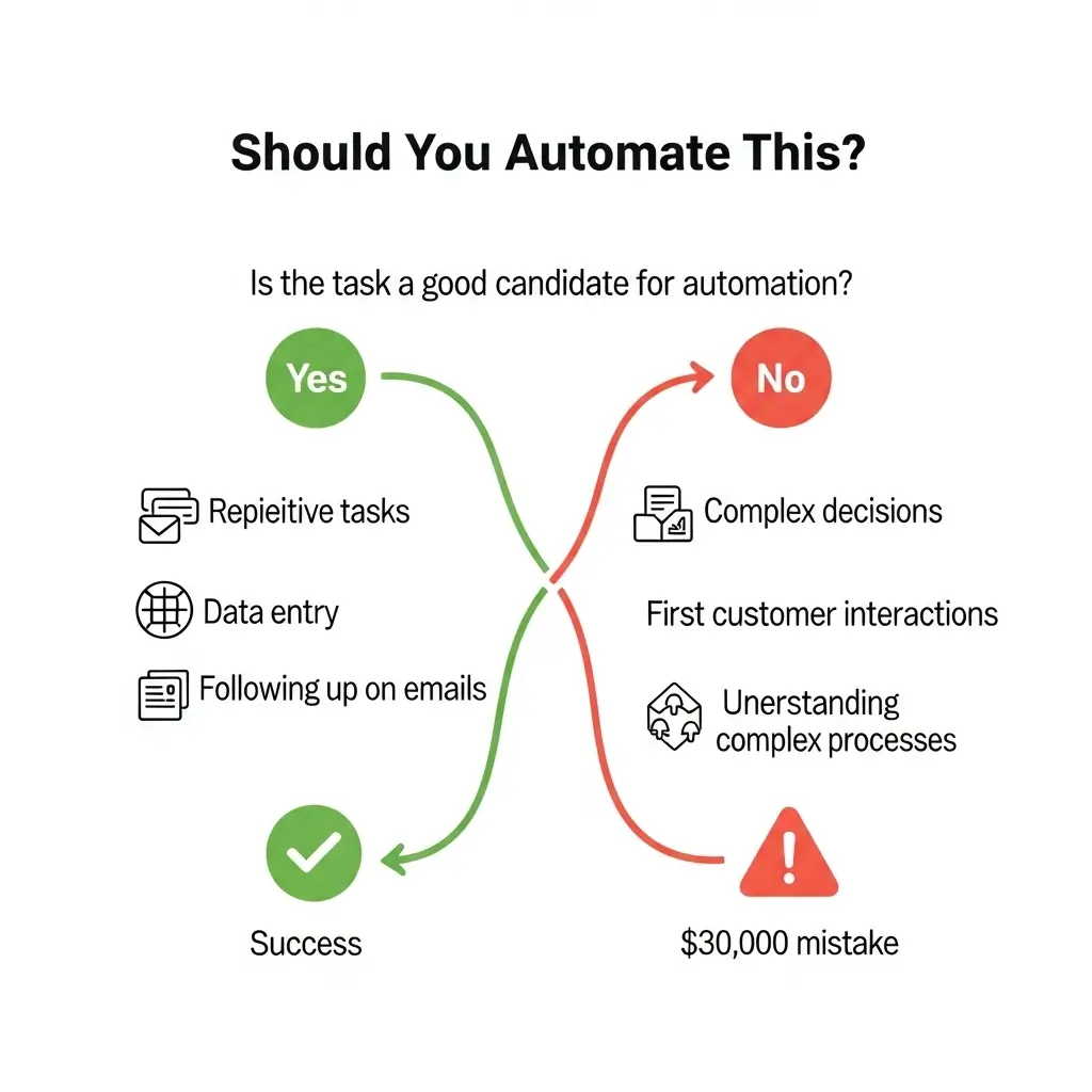 Automation decision tree showing good vs bad candidates